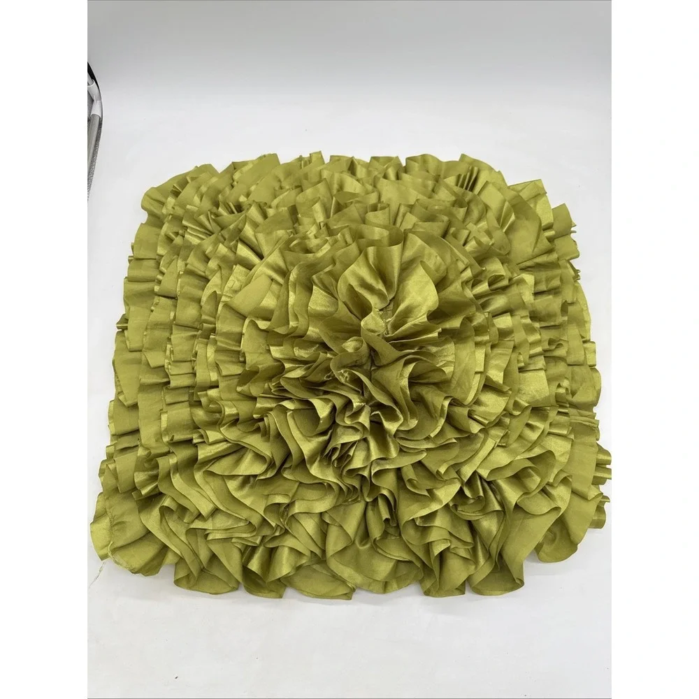 PIER 1 One Imports Satin Ruffled Throw Accent Pillow case Sage Green 18x18